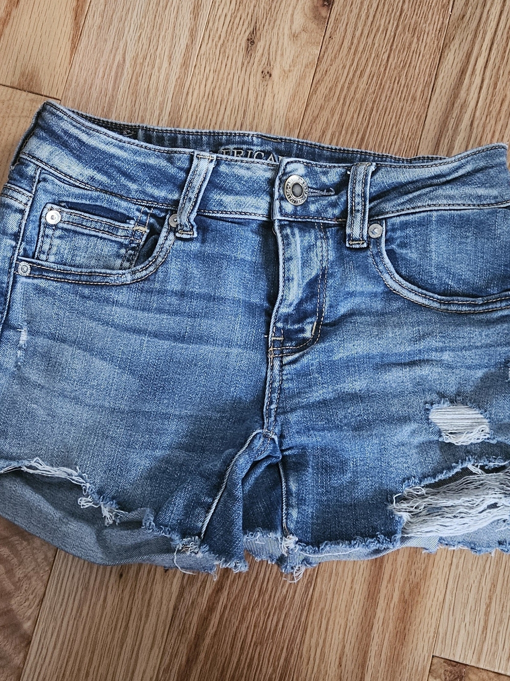 American Eagle Outfitters Distressed Blue Denim Jean Shorts